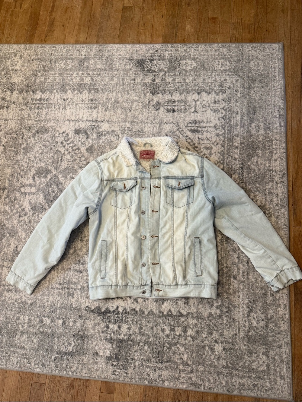 Brooklyn Cloth Light Blue Sherpa-Trim Denim Jacket